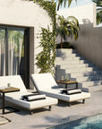 Geneve Cream Fabric Upholstered Outdoor Lounger