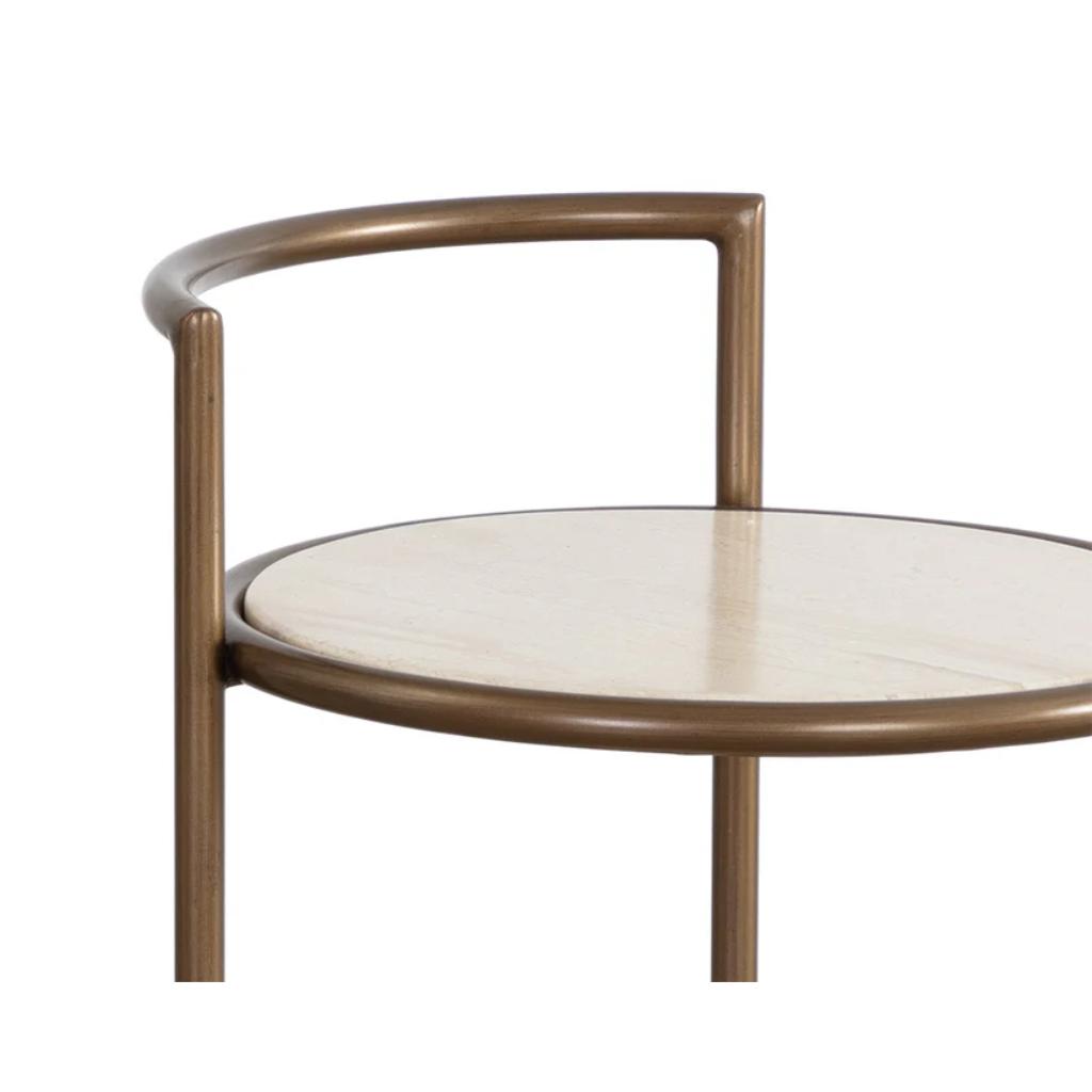 Parga Steel Framed Concrete Outdoor Round End Table