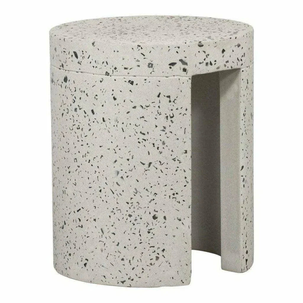 15 Inch Outdoor Stool White Contemporary-Garden Stools-Moe's Home-LOOMLAN