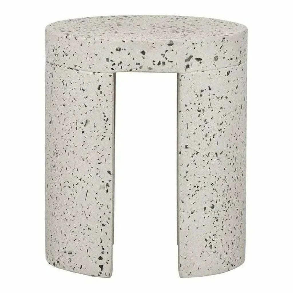 15 Inch Outdoor Stool White Contemporary - LOOMLAN - Moe's Home - Garden Stools