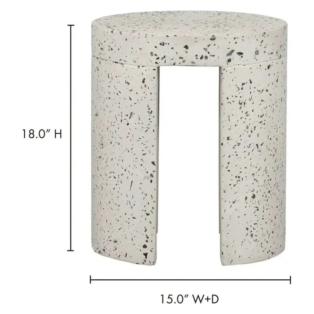 15 Inch Outdoor Stool White Contemporary - LOOMLAN - Moe&#39;s Home - Garden Stools