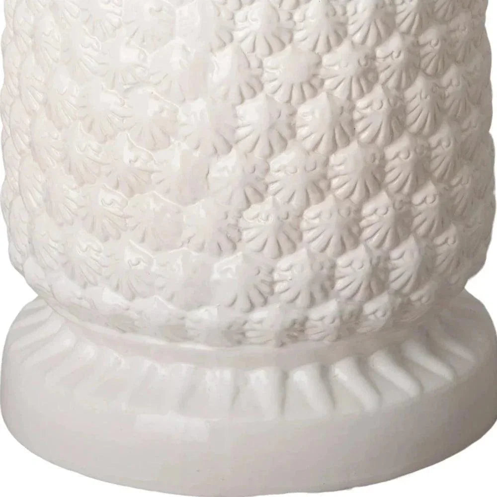 15.5 in. Pineapple White Ceramic Garden Stool - LOOMLAN - Emissary - Garden Stools