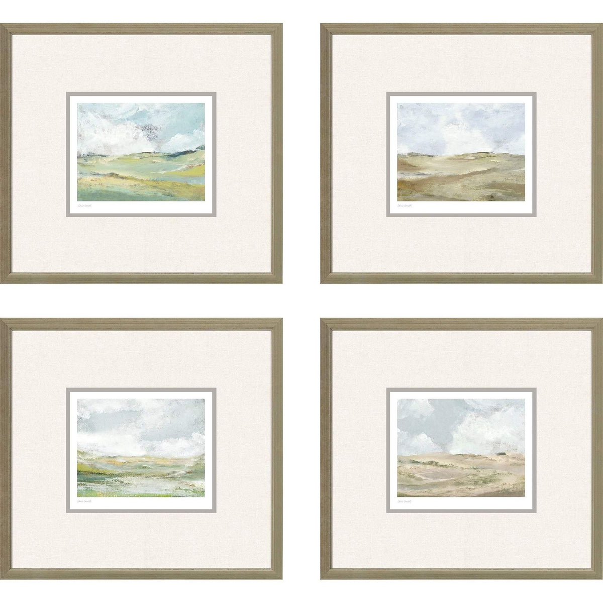 Paragon Afternoon Wood Frame Green Canvas Art 4PC
