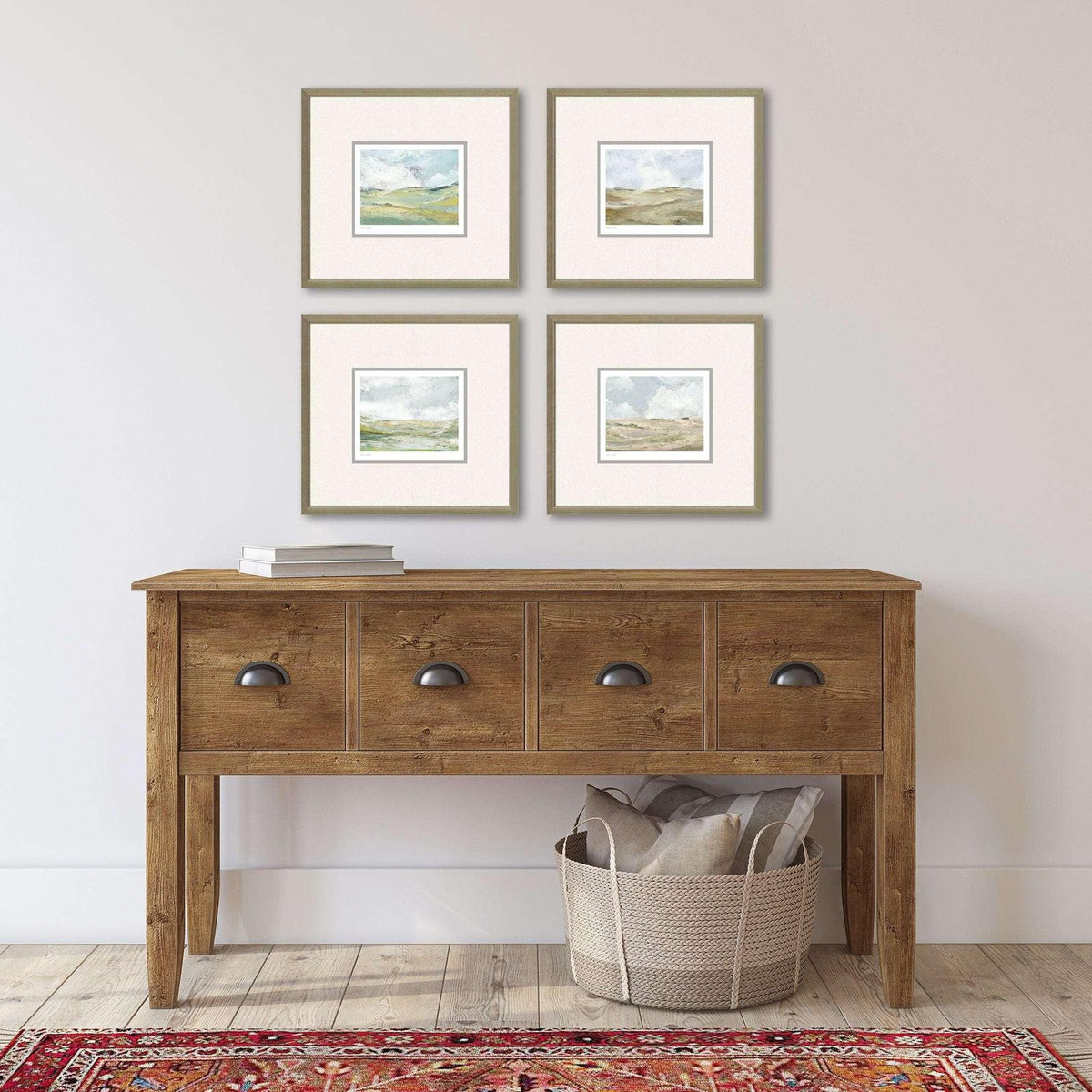 Paragon Afternoon Wood Frame Green Canvas Art 4PC