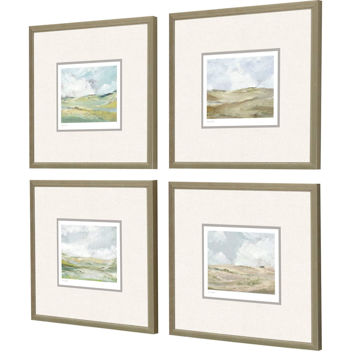 Paragon Afternoon Wood Frame Green Canvas Art 4PC