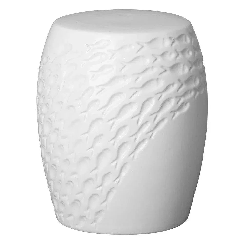 17 in. Fish Ceramic Outdoor Garden Stool - LOOMLAN - Emissary - Garden Stools