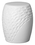 17 in. Fish Ceramic Garden Stool Side Table Outdoor-Outdoor Stools-Emissary-White-LOOMLAN