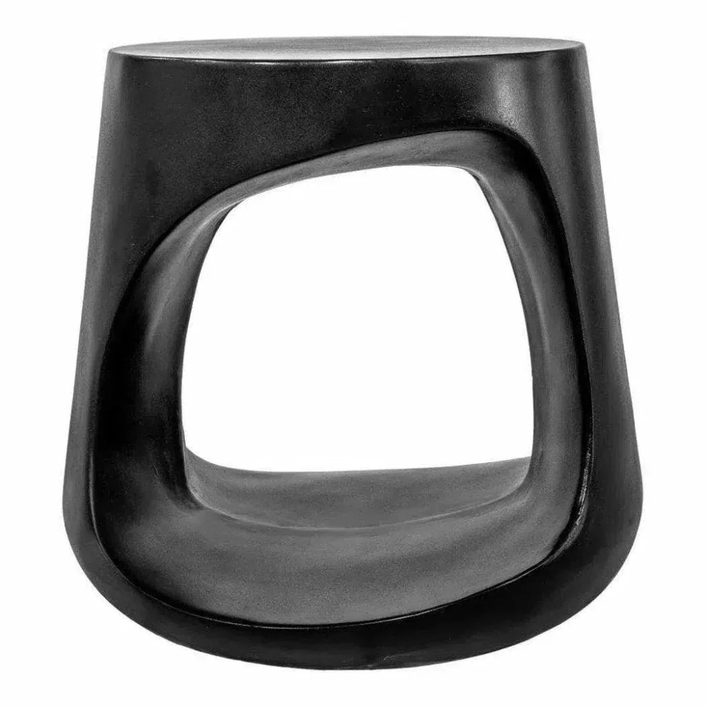 17.75 Inch Outdoor Stool Black Contemporary-Garden Stools-Moe's Home-LOOMLAN
