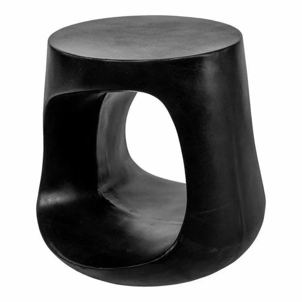 17.75 Inch Outdoor Stool Black Contemporary-Garden Stools-Moe's Home-LOOMLAN