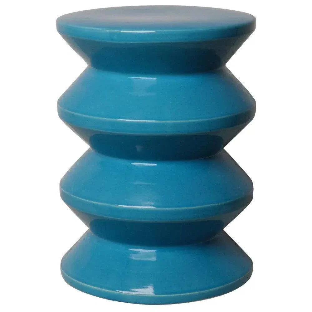 18 in. Accordion Ceramic Outdoor Garden Stool - LOOMLAN - Emissary - Garden Stools