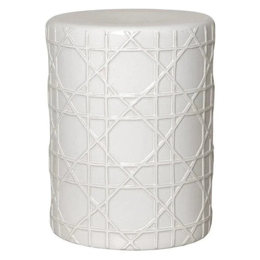 18 in. Cane Ceramic Outdoor Garden Stool - LOOMLAN - Emissary - Garden Stools