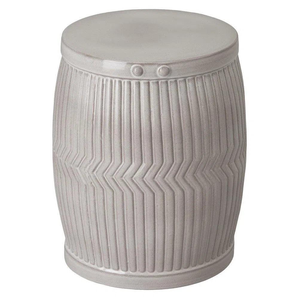 18 in. Dolly Tub Gray Ceramic Outdoor Garden Stool - LOOMLAN - Emissary - Garden Stools