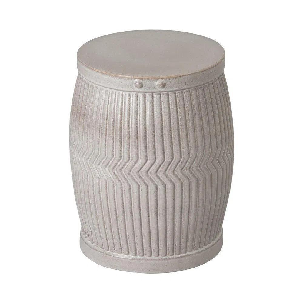 18 in. Dolly Tub Gray Ceramic Outdoor Garden Stool - LOOMLAN - Emissary - Garden Stools