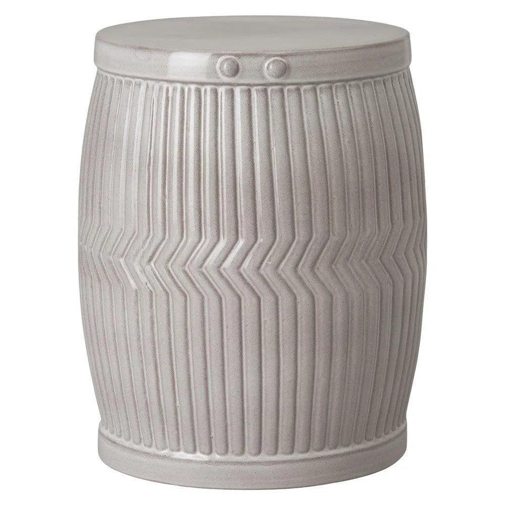 18 in. Dolly Tub Gray Ceramic Outdoor Garden Stool - LOOMLAN - Emissary - Garden Stools