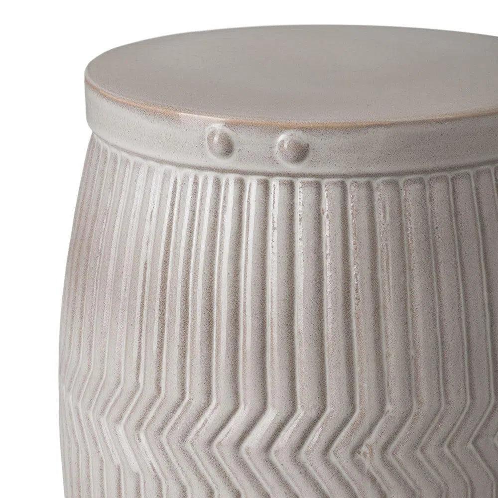 18 in. Dolly Tub Gray Ceramic Outdoor Garden Stool - LOOMLAN - Emissary - Garden Stools