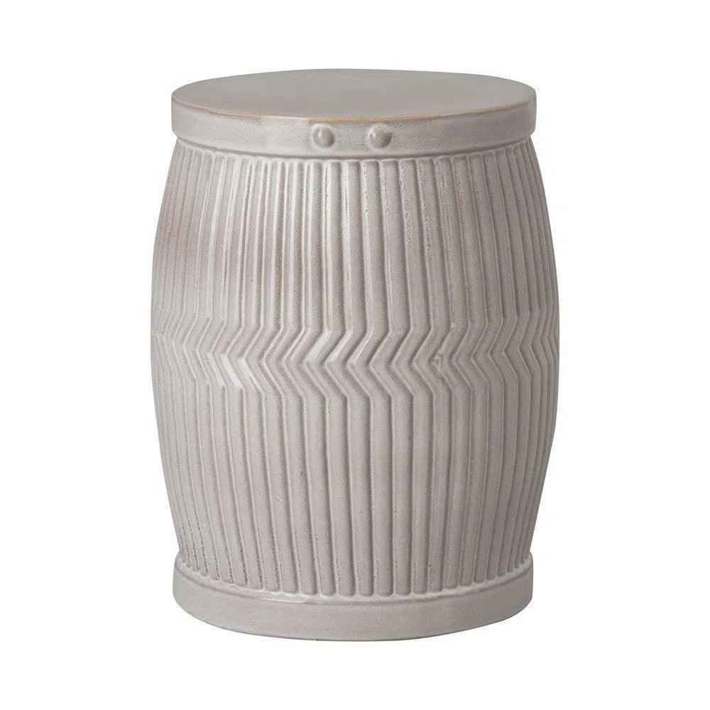 18 in. Dolly Tub Gray Ceramic Outdoor Garden Stool - LOOMLAN - Emissary - Garden Stools