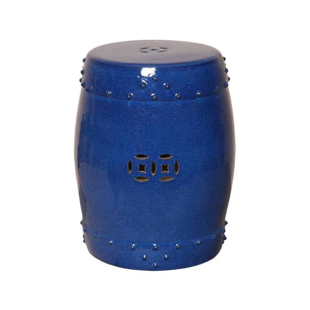 18 in. Drum Ceramic Outdoor Garden Stool - LOOMLAN - Emissary - Garden Stools
