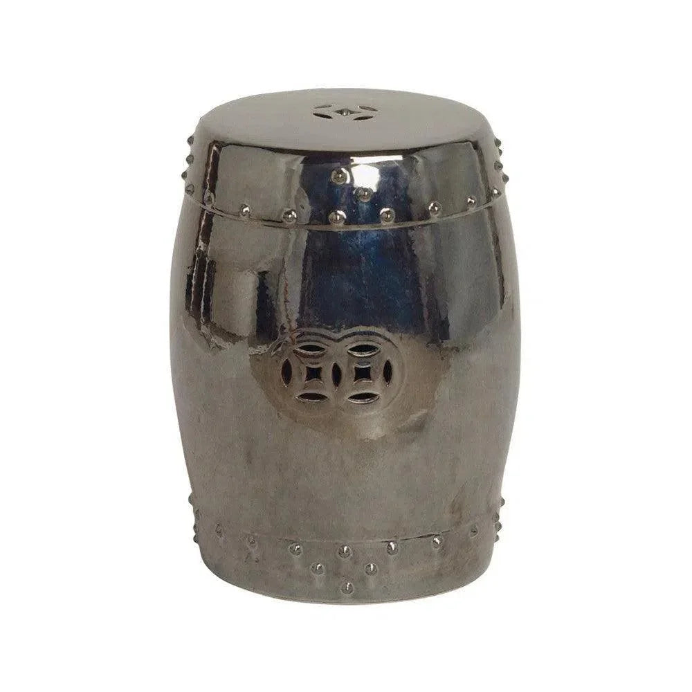 18 in. Drum Ceramic Outdoor Garden Stool - LOOMLAN - Emissary - Garden Stools
