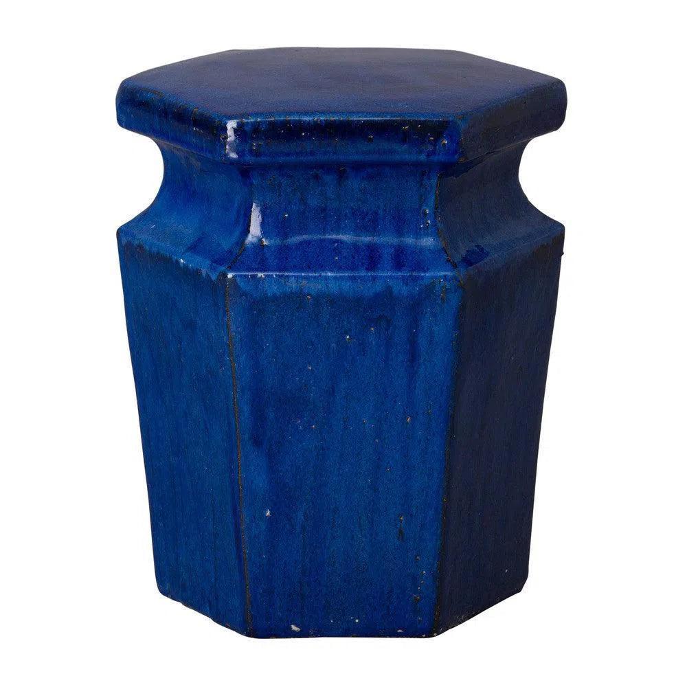 18 in. Hex Ceramic Outdoor Garden Stool - LOOMLAN - Emissary - Garden Stools