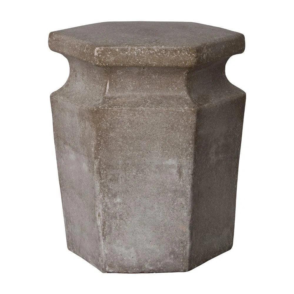 18 in. Hex Ceramic Outdoor Garden Stool - LOOMLAN - Emissary - Garden Stools