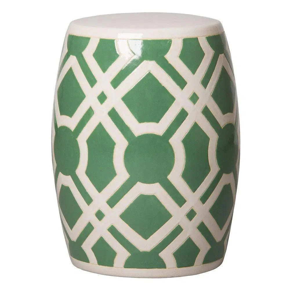 18 in. Labyrinth Ceramic Outdoor Garden Stool - LOOMLAN - Emissary - Garden Stools