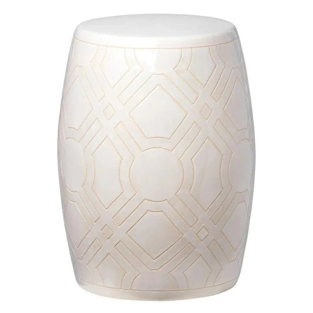18 in. Labyrinth Ceramic Outdoor Garden Stool - LOOMLAN - Emissary - Garden Stools