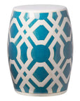 18 in. Labyrinth Ceramic Outdoor Garden Stool - LOOMLAN - Emissary - Garden Stools