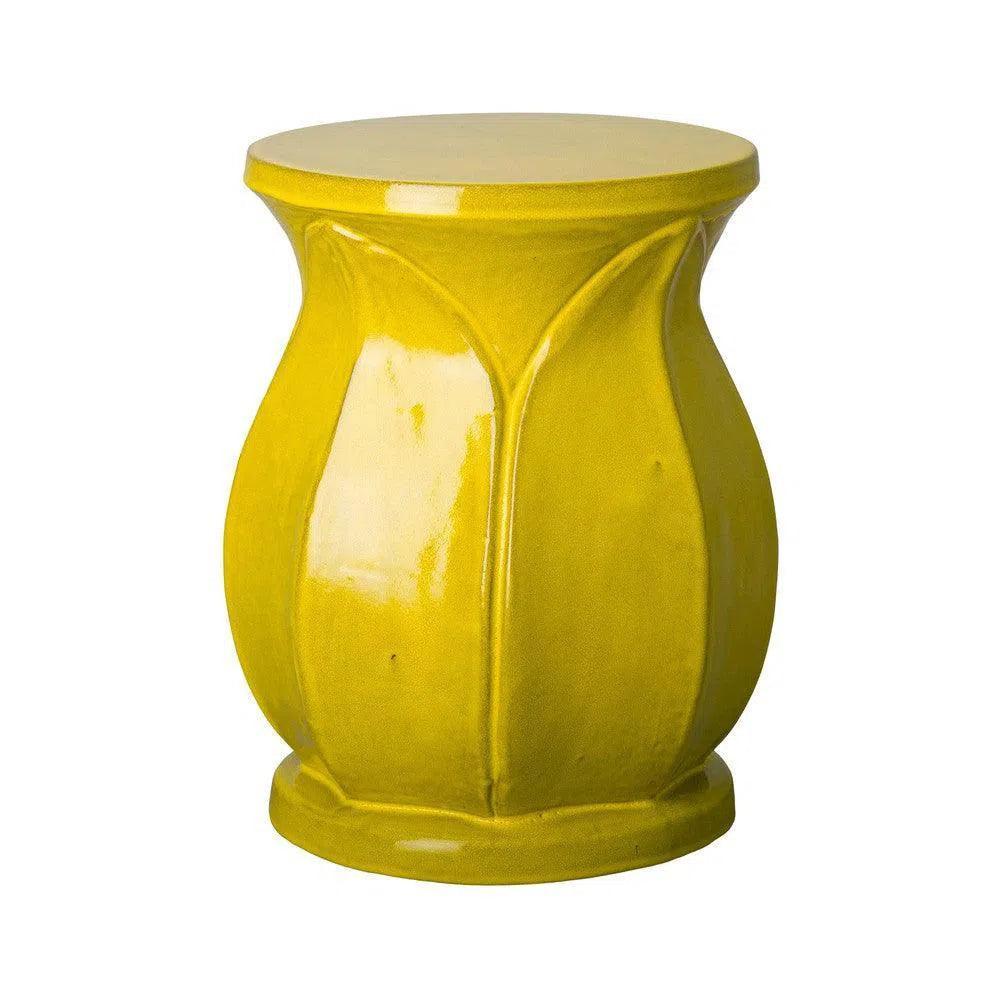 18 in. Lotus Ceramic Outdoor Garden Stool - LOOMLAN - Emissary - Garden Stools