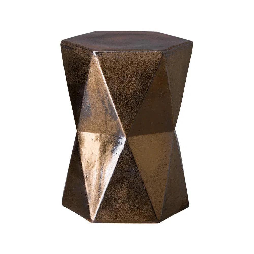 18 in. Matrix Hexagon Ceramic Outdoor Garden Stool - LOOMLAN - Emissary - Garden Stools