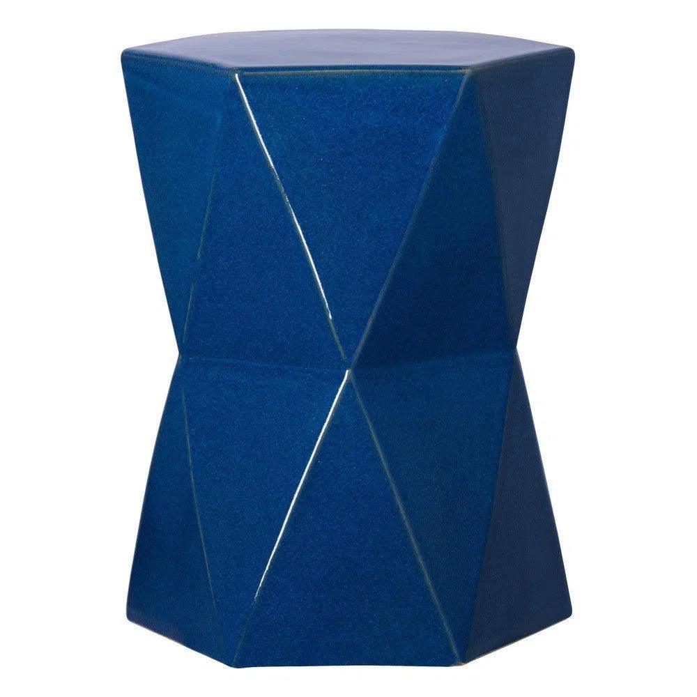 18 in. Matrix Hexagon Ceramic Outdoor Garden Stool - LOOMLAN - Emissary - Garden Stools