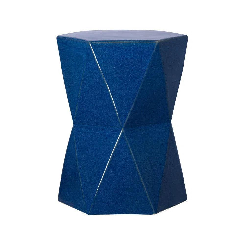 18 in. Matrix Hexagon Ceramic Outdoor Garden Stool - LOOMLAN - Emissary - Garden Stools