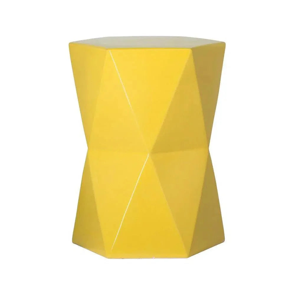 18 in. Matrix Hexagon Ceramic Outdoor Garden Stool - LOOMLAN - Emissary - Garden Stools