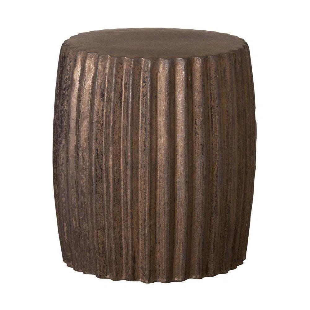 18 in. Pleated Ceramic Outdoor Garden Stool - LOOMLAN - Emissary - Garden Stools