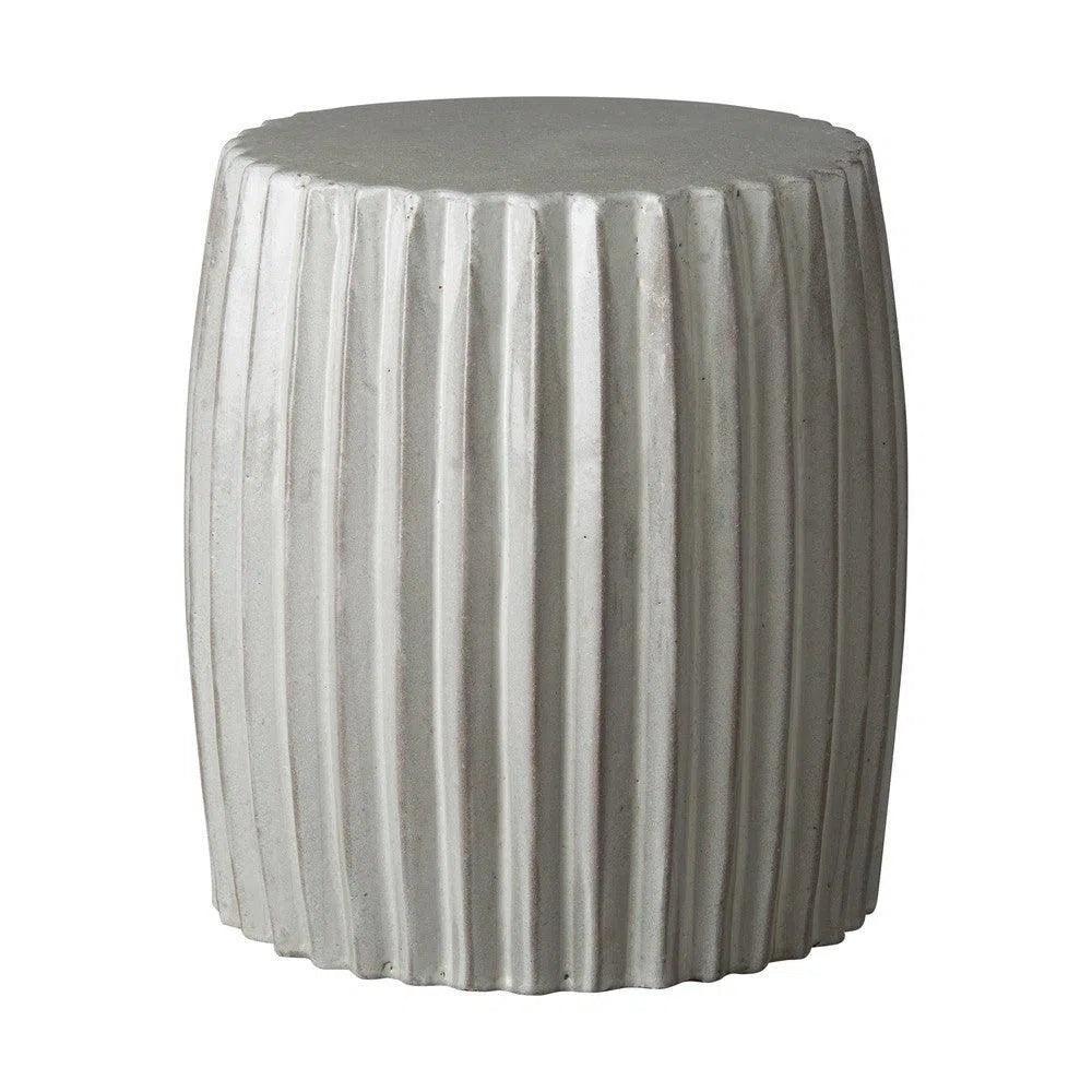 18 in. Pleated Ceramic Outdoor Garden Stool - LOOMLAN - Emissary - Garden Stools