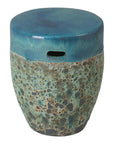 18 in. Round Reef Teal Ceramic Outdoor Garden Stool - LOOMLAN - Emissary - Garden Stools