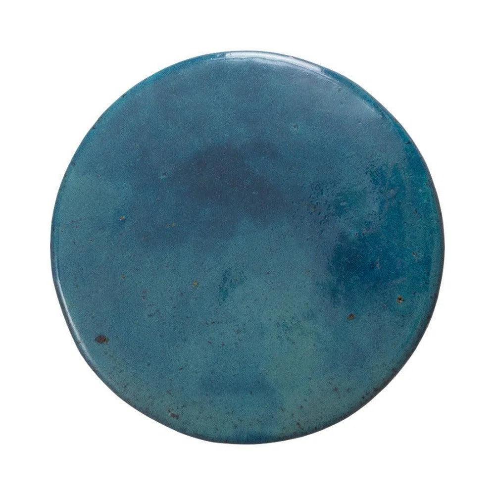 18 in. Round Reef Teal Ceramic Outdoor Garden Stool - LOOMLAN - Emissary - Garden Stools