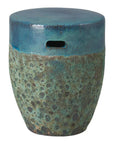 18 in. Round Reef Teal Ceramic Outdoor Garden Stool - LOOMLAN - Emissary - Garden Stools