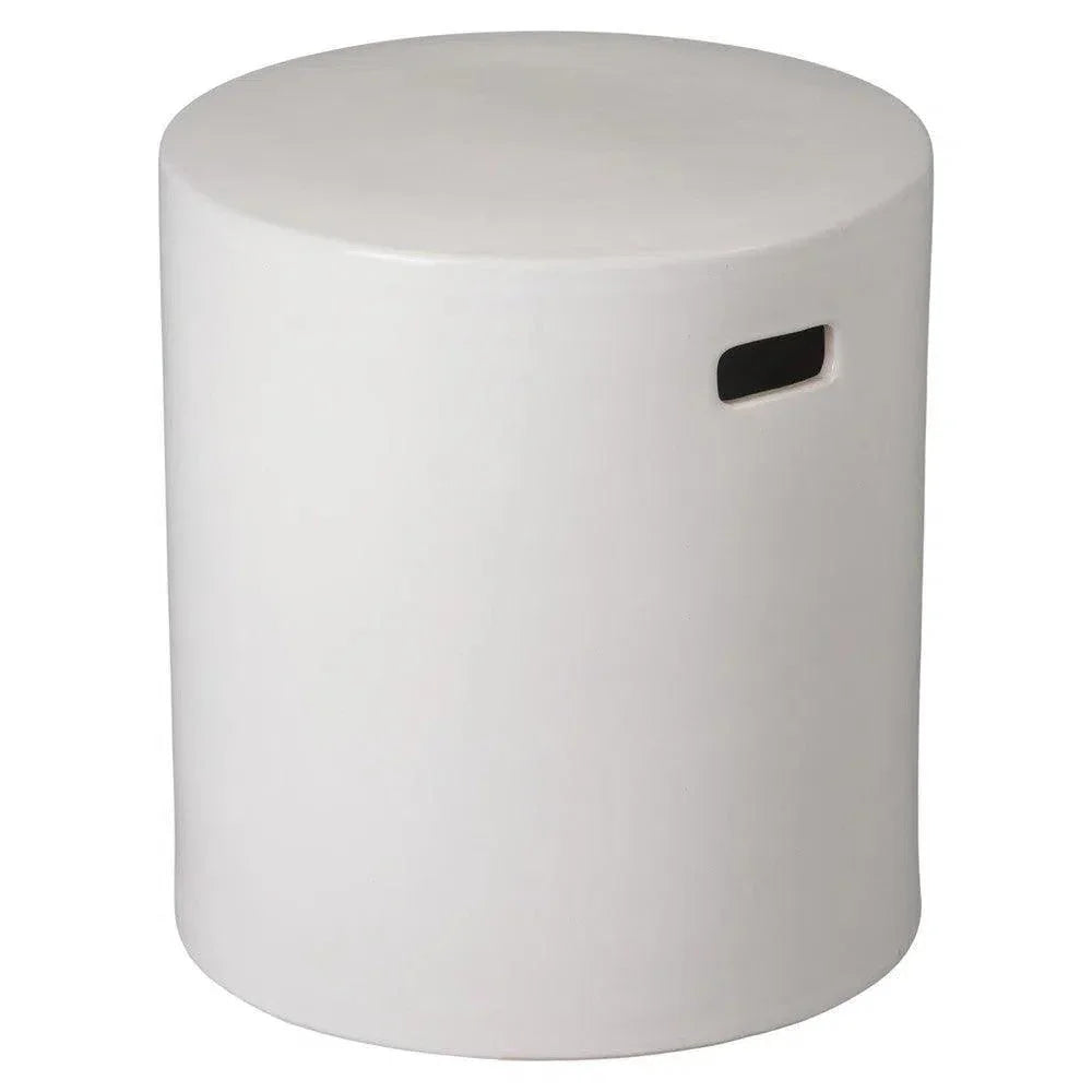 18 in. Round White Ceramic Outdoor Garden Stool - LOOMLAN - Emissary - Garden Stools