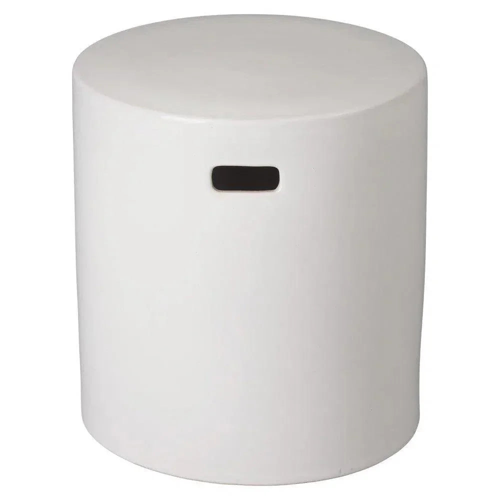 18 in. Round White Ceramic Outdoor Garden Stool - LOOMLAN - Emissary - Garden Stools
