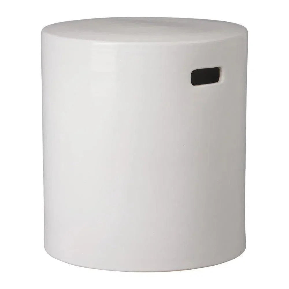 18 in. Round White Ceramic Outdoor Garden Stool - LOOMLAN - Emissary - Garden Stools