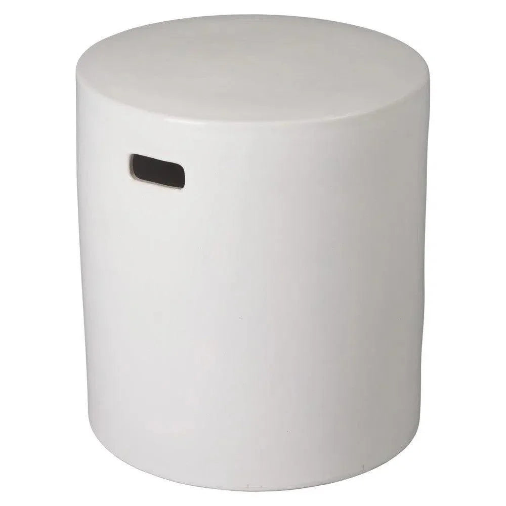 18 in. Round White Ceramic Outdoor Garden Stool - LOOMLAN - Emissary - Garden Stools