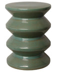 18 in. Accordion Ceramic Outdoor Garden Stool-Garden Stools-Emissary-Green-LOOMLAN