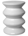 18 in. Accordion Ceramic Outdoor Garden Stool-Garden Stools-Emissary-White-LOOMLAN