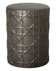 18 in. Cane Ceramic Outdoor Garden Stool-Garden Stools-Emissary-Gunmetal-LOOMLAN