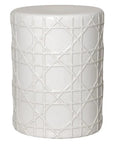 18 in. Cane Ceramic Outdoor Garden Stool-Garden Stools-Emissary-White-LOOMLAN