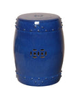 18 in. Drum Ceramic Outdoor Garden Stool-Garden Stools-Emissary-Blue-LOOMLAN