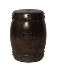 18 in. Drum Ceramic Outdoor Garden Stool-Garden Stools-Emissary-Gunmetal-LOOMLAN