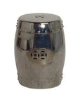 18 in. Drum Ceramic Outdoor Garden Stool-Garden Stools-Emissary-Metallic-LOOMLAN