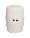 18 in. Drum Ceramic Outdoor Garden Stool-Garden Stools-Emissary-White-LOOMLAN