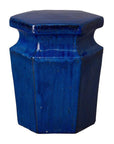 18 in. Hex Ceramic Outdoor Garden Stool-Garden Stools-Emissary-Blue-LOOMLAN